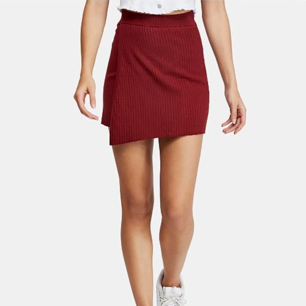 Free People Women's Mod Knit Wrap Skirt in Wine Small New with Tags